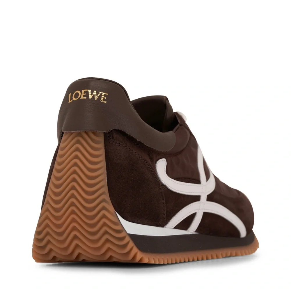 Loewe Flow Runner Nylon and Suede Sneakers in Chocolate Brown ‘Shitake Mushroom’ - Picture 3 of 16